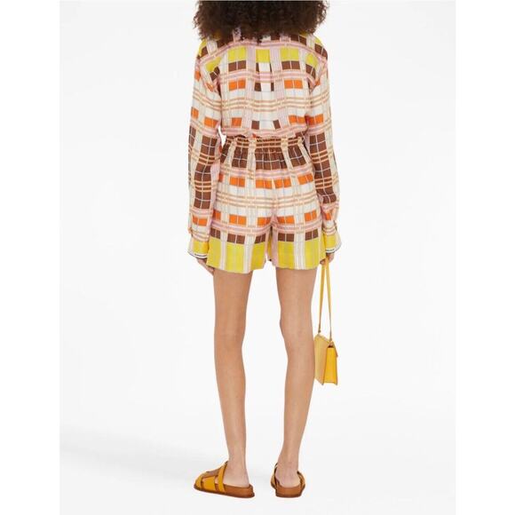 Burberry 100% Silk High Waist Pull On Shorts Multi Color Geometric Sz 4 NWT $820 - Picture 4 of 14